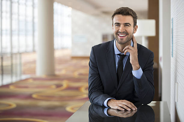 Portrait of happy man with perfect smile stock photo