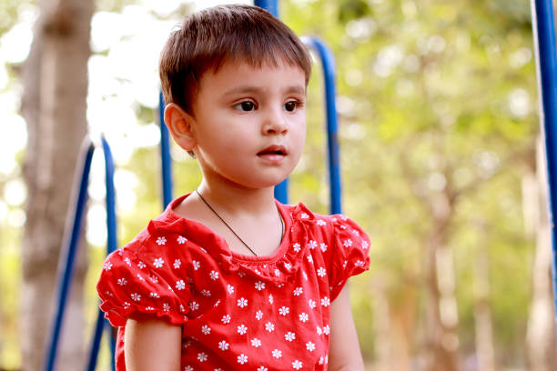 Portrait of small little girl stock photo