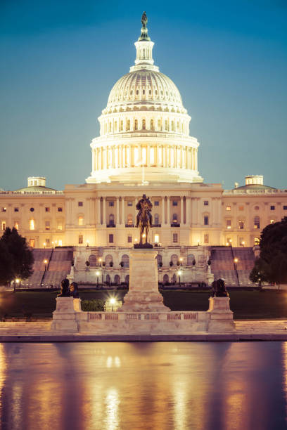 Portrait of the Capitol of the Unites States in evening light stock photo