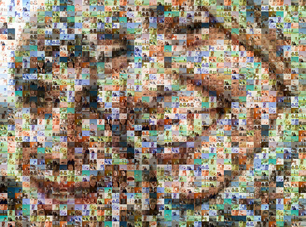 Portrait of two people made out of family imagery  mosaic photos stock pictures, royalty-free photos & images