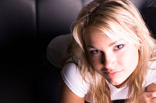 Portrait Young Adult Blonde Woman hf7 stock pictures, royalty-free photos & images