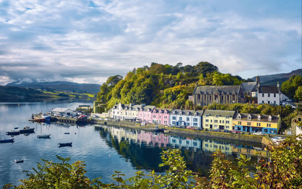 Portree, Isle of Skye, Scotland Portree, Isle of Skye, Scotland coastal feature stock pictures, royalty-free photos & images