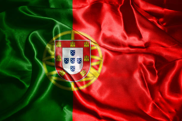 portugal national flag waving in the wind 3d illustration - portugal flag imagens e fotografias de stock