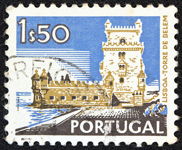 Portuguese stamp shows Belem Tower, Lisbon (1972) stock photo