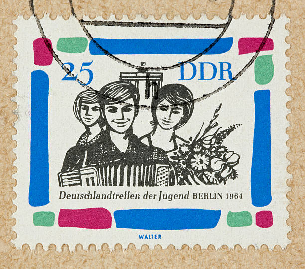 Postage stamp east germany 25 Youth meeting 1964 Studio shot horizontal 1964 stock pictures, royalty-free photos & images