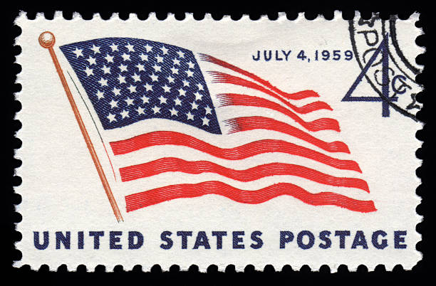 USA postage stamp July 4th stock photo