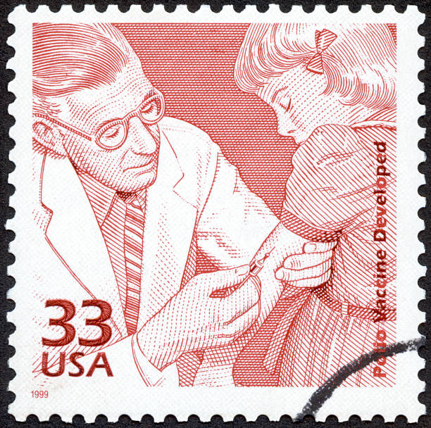 postage stamp of polio vaccine developed - polio stok fotoğraflar ve resimler