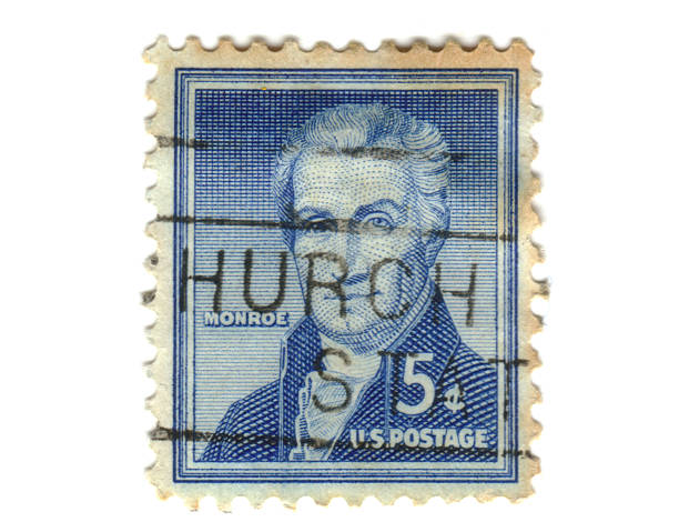 US postage stamp on white background stock photo