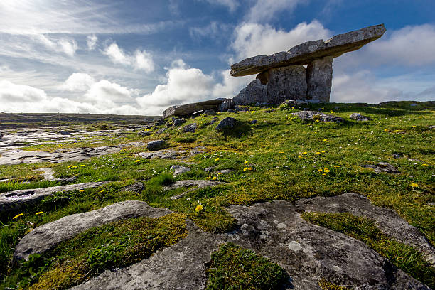 Poulnabrone Dolmen Tomb, Burren, Co.Clare, Ireland. stock photo