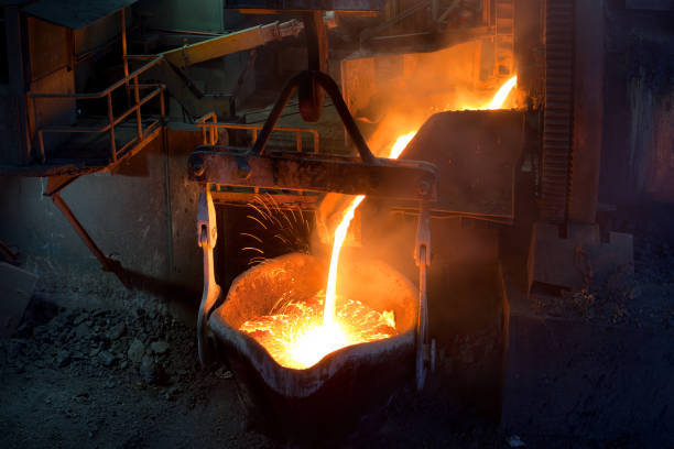 Pouting molten copper stock photo