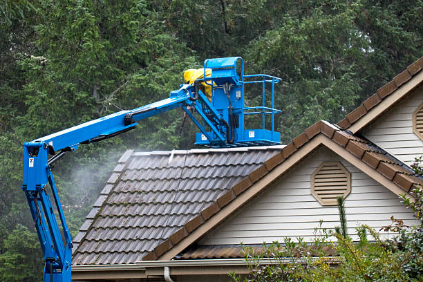 Power Washing Roof stock photo