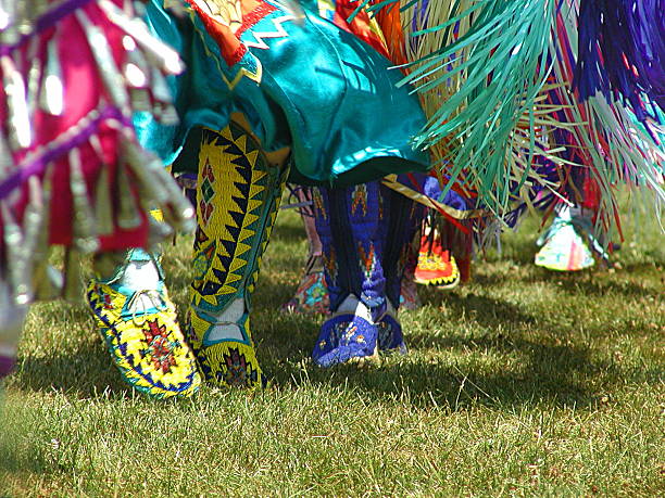 Pow-Wow Women dancing at a Native American Pow-Wow indigenous peoples of the americas stock pictures, royalty-free photos & images