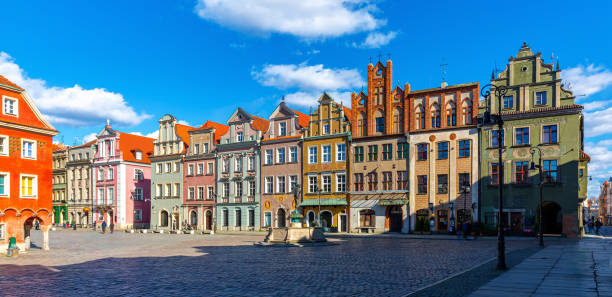 Poznan city historical streets and old market square Image of Poznan city historical streets and old market square in Poland poznan stock pictures, royalty-free photos & images