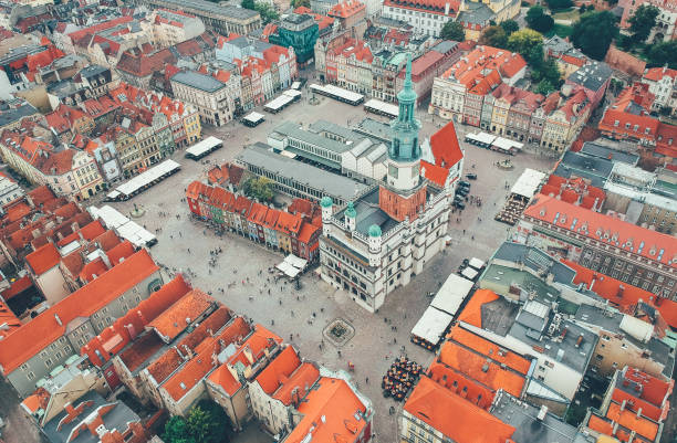 Poznan. Poland Aerial photo of Poznan Old market square poznan stock pictures, royalty-free photos & images