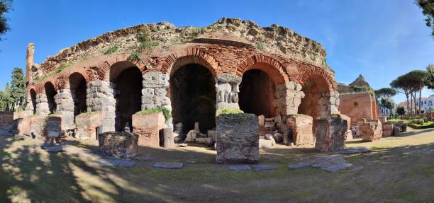 Pozzuoli - Overview of the Roman Amphitheater stock photo