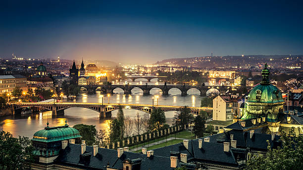 Prague at night The skyline of Prague at night, Czech Republic prague stock pictures, royalty-free photos & images