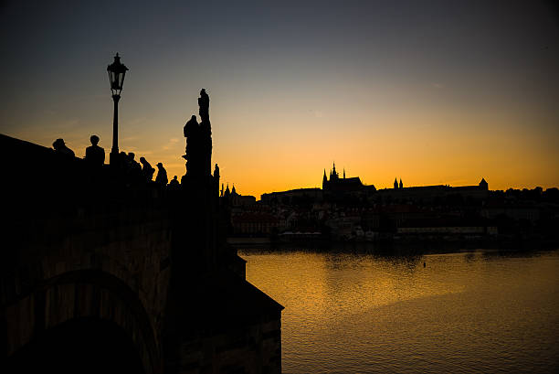 Prague castle panorama by the sunset stock photo