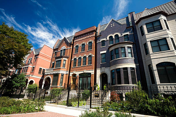 Prairie Avenue Mansions in Chicago stock photo