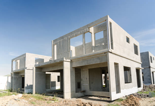 Prefabricated Building. The  building structure are made from prefabrication system.All pieces are made from high-strength concrete.Then assembled into a building. prefabricated building stock pictures, royalty-free photos & images