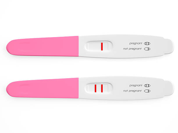 Pregnancy Test  Not Pregnant and Pregnant Two pregnancy tests positive pregnancy test stock pictures, royalty-free photos & images