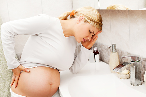 Pregnant Woman Is About To Be Sick Stock Photo - Download Image Now - iStock