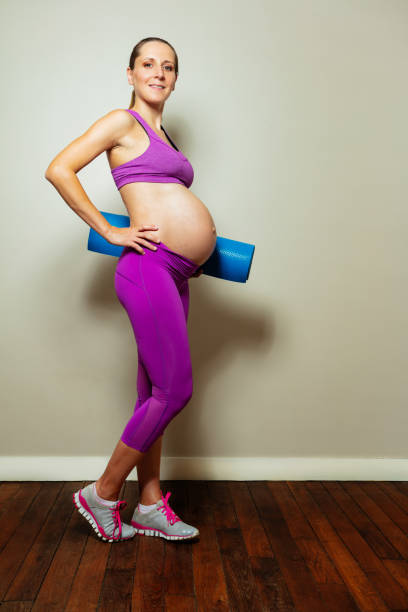Pregnant woman sport fitness concept illustration at home stock photo
