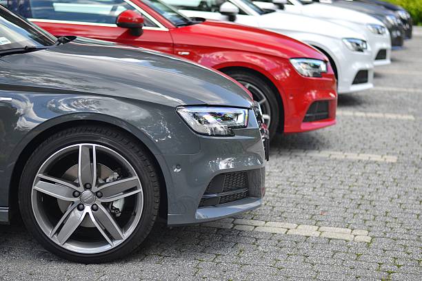 Premium vehicles on the parking Zakopane, Poland - July 4th, 2016: The Audi A3 vehicles stopped on the parking during the presentation. These vehicles are the ones of the most popular premium cars in the world. audi photos stock pictures, royalty-free photos & images