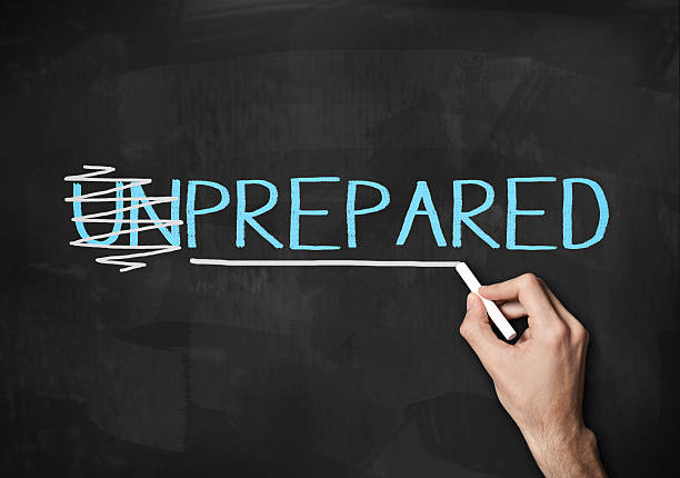 Prepared and Unprepared (Click for more) Prepared and Unprepared / Blackboard concept(Click for more) making stock pictures, royalty-free photos & images