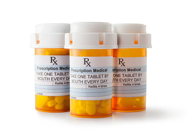 Prescription Drugs Prescription Drugs, Isolated On White, Clipping Path container photos stock pictures, royalty-free photos & images