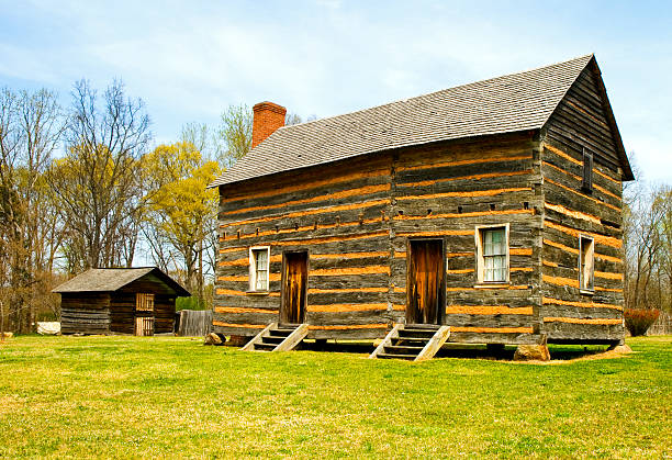 President James K. Polk Birthplace recreation of US President James K. Polk birthplace, on section of plantation in Pineville, near Charlotte, North Carolina james knox polk stock pictures, royalty-free photos & images