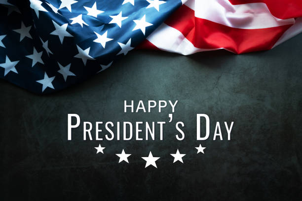 formación abstracta de tipografía del día de los presidentes con bandera americana - presidents day fotografías e imágenes de stock