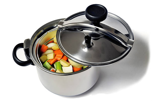 Pressure cooker stainless steel stock photo