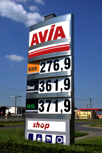 Debrecen, Hungary - June 15, 2011: Price chart of an Avia Gas Station
