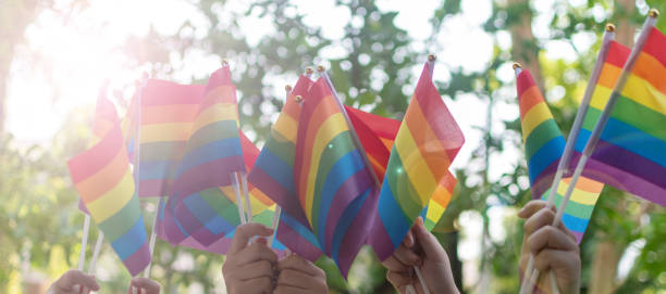 LGBT, pride, rainbow flag as a symbol of lesbian, gay, bisexual, transgender, and queer pride and LGBTQ social movements in June month LGBT, pride, rainbow flag as a symbol of lesbian, gay, bisexual, transgender, and queer pride and LGBTQ social movements in June month lgbtq stock pictures, royalty-free photos & images