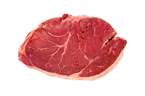 Prime Boneless Hip Sirloin Steak RAW Prime Boneless Hip Sirloin Steak resting on white background. beef stock pictures, royalty-free photos & images