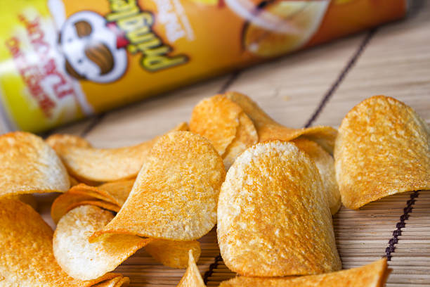 Pringles, delicious chips to taste Paprika stock photo