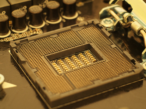 Cpu Processor Socket On A Computer Motherboard Macro Stock Cpu Processor Socket On A Computer Motherboard Macro Stock