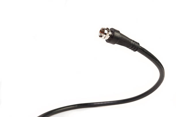 Professional coaxil cable tv connector (RG6) close up isolated stock photo
