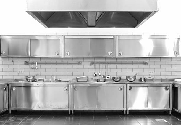 Professional Kitchen Industrial kitchen. Nobody. commercial kitchen stock pictures, royalty-free photos & images