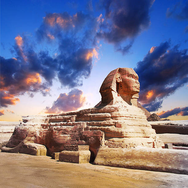 profile of the Great Sphinx , giza egypt  sphinx stock pictures, royalty-free photos & images