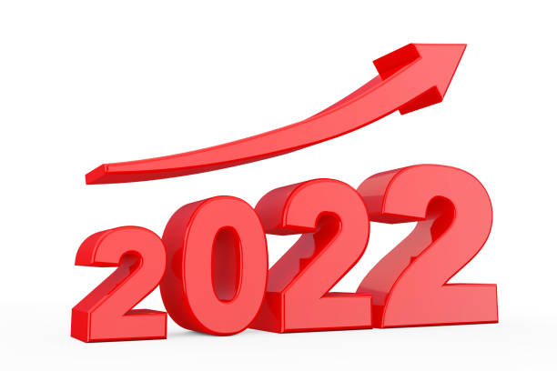 Progress Arrow in New 2022 Year Sign. 3d Rendering stock photo