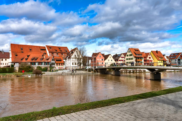 Promenade of the scenic Rottenburg am Neckar Rottenburg am Neckar, Germany, 16/03/2019: Rottenburg, the picturesque bishop's town on the Neckar, lies attractively between the Swabian Alb and the Black Forest. rottenburg am neckar stock pictures, royalty-free photos & images
