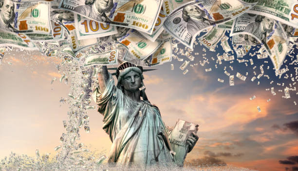 prosperity and success concept of making money in America stock photo