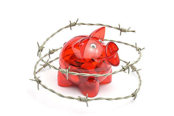 Protected or restricted funds in a piggy bank stock photo