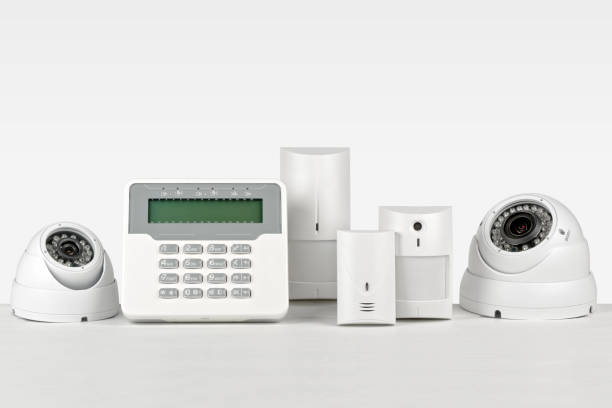Protection system devices A set of devices for the CCTV alarm system burglar alarm stock pictures, royalty-free photos & images