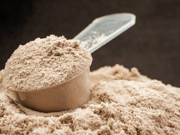 proteína en polvo para el fitness y la dieta - proteina de suero de leche fotografías e imágenes de stock