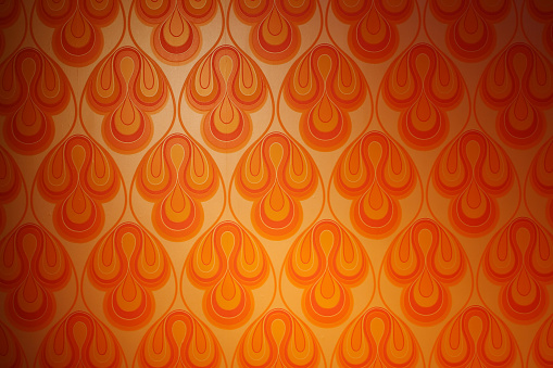 Psychedelic funky retro 1970s wallpaper. 