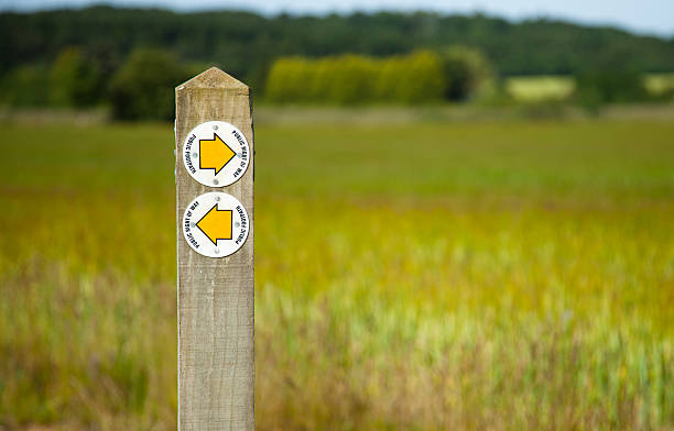 Public footpath sign stock photo