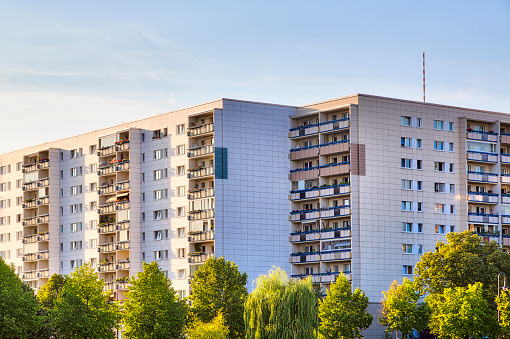 public housing in Berlin during sunset