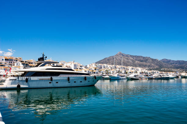 Puerto Banus, Nueva Andalucia, Marbella, Spain Luxury yachts at Puerto Banus, Nueva Andalucia, Marbella, Province of Malaga, Andalusia Spain marbella stock pictures, royalty-free photos & images